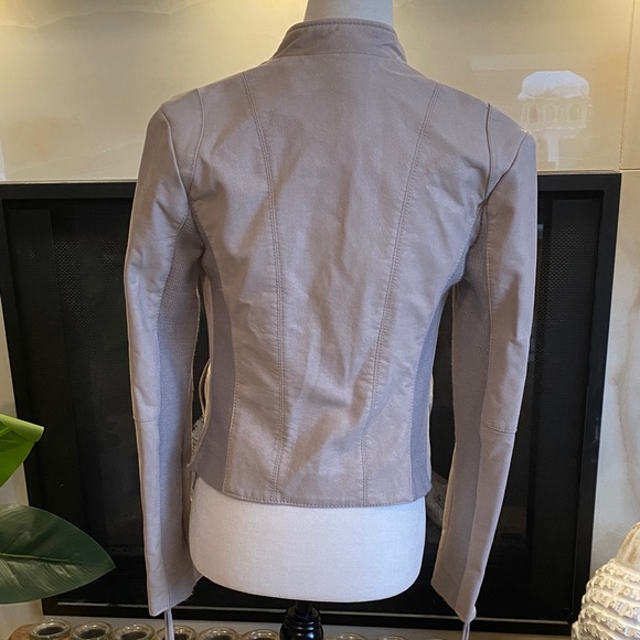 Free People Vegan Leather Moto Jacket Taupe Women’s Small - Picture 6 of 15